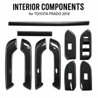Ensemble de composants de garniture intérieure en fibre de carbone pour Toyota Land Cruiser Prado 18-23, accessoires pour SUV, moulures décoratives pour console de porte