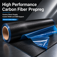 Tissu préimprégné en fibre de carbone d'usine, résine époxy haute performance, rouleau sergé 3K, largeur personnalisée, film de décollement pour pièces composites