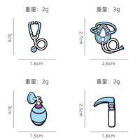 Broche en alliage de zinc, émail imitation, thème Stéthoscope de la série médicale de dessins animés, accessoire vestimentaire, effet goutte d'huile