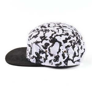 Gorra de béisbol de 5 paneles con estampado de mármol abstracto, visera plana de gamuza y hebilla metálica para uso diario al aire libre - Product Image 3