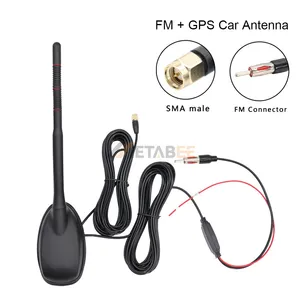 20dBi 고 이득 야외 외부 채찍 나사 마운트 FM/AM CB 햄 DAB GPS AM FM 라디오 안테나 자동차 지붕 용 증폭기 포함