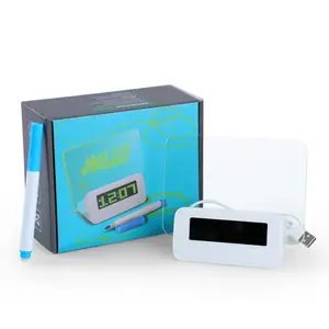 Reloj despertador electrónico para niños, con calendario, LED, con canciones y 4 puertos, USB, tablero de mensajes