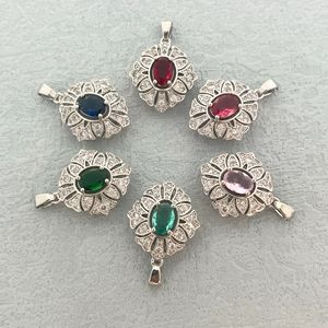 Collier pendentif en forme de fleur avec cristaux colorés sertis de strass, pour un usage quotidien, ensemble de bijoux unisexe - Product Image 1
