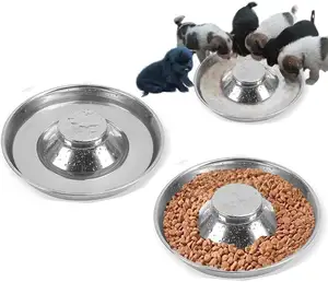 OEM Kosong Bulat Stainless Steel Mangkuk Air Pemberi Makan Anjing Makanan Lambat untuk Keturunan Kecil Sedang Besar