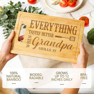 Planche à découper rectangulaire en bambou gravée, écologique, pour la fête <span class=keywords><strong>des</strong></span> pères, l'anniversaire du grand-père et comme <span class=keywords><strong>cadeau</strong></span> de Noël - Product Image 3