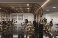 Meubles de salon de coiffure haut de gamme sur mesure, comptoirs et bancs de travail pour salon de barbier avec service de conception 3D