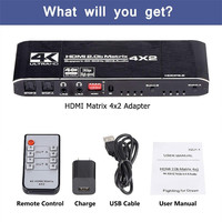 Répartiteur de commutateur matriciel 4x2 HDMI 2.0 4K @ 60Hz commutateur 4 en 2 sorties avec télécommande IR Support ARC HDCP 2.2
