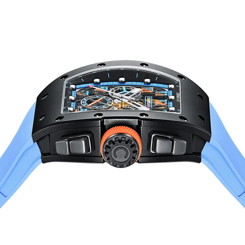 50m étanche double face verre saphir montres NTPT boîtier en carbone montre mécanique de luxe bracelet de montre en fluor pour RM