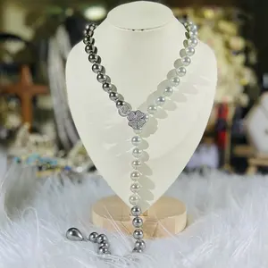 Collier de luxe en perle de coquille, longue fleur CZ, boucle cubique magnétique fixe, Long collier multicolore, bijoux pour femmes et filles, nouvelle collection 2023