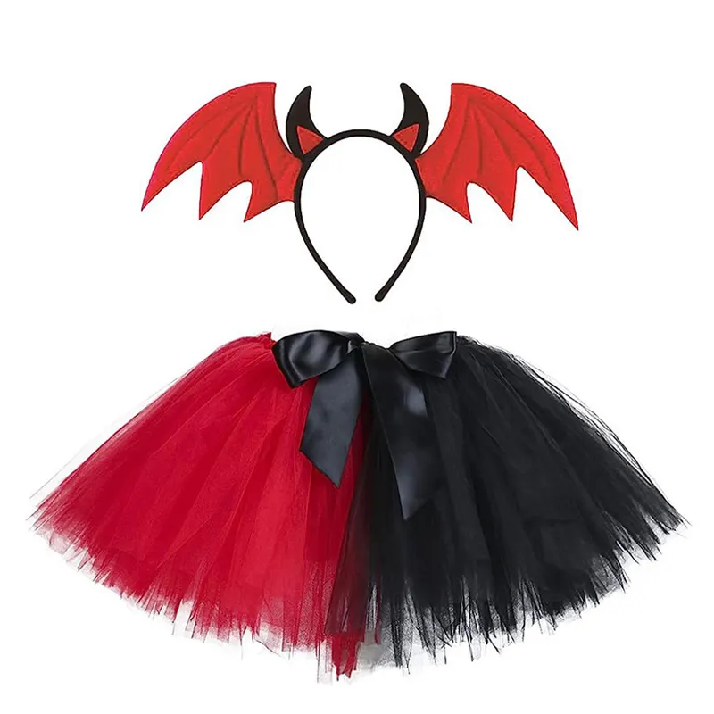 New halloween ornaments costumes kids role play red dress devil party costume