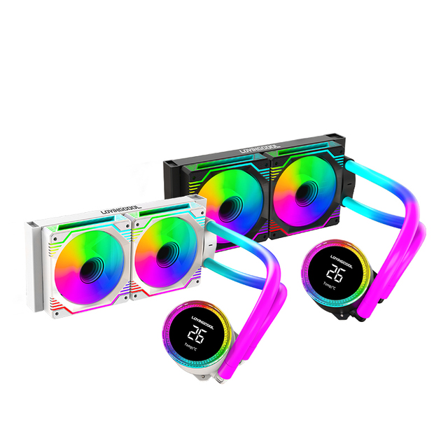 New Design Computer ARGB 240mm Radiator White CPU Water AIO Liquid Cooler with Real Time TEMP Display Water Pump