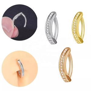 Anillos G23 de titanio para ombligo para mujer, Piercing para el ombligo con diamantes de imitación de cristal - Product Image 5