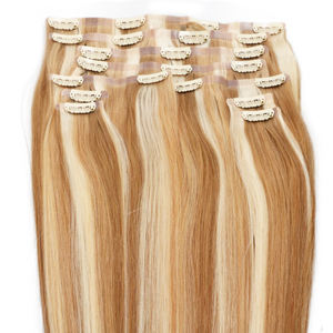 Etiqueta Privada al por mayor Clip resaltado Popular <span class=keywords><strong>en</strong></span> el cabello, cutícula humana Remy Clip <span class=keywords><strong>en</strong></span> PU extensión de cabello de trama - Product Image 2