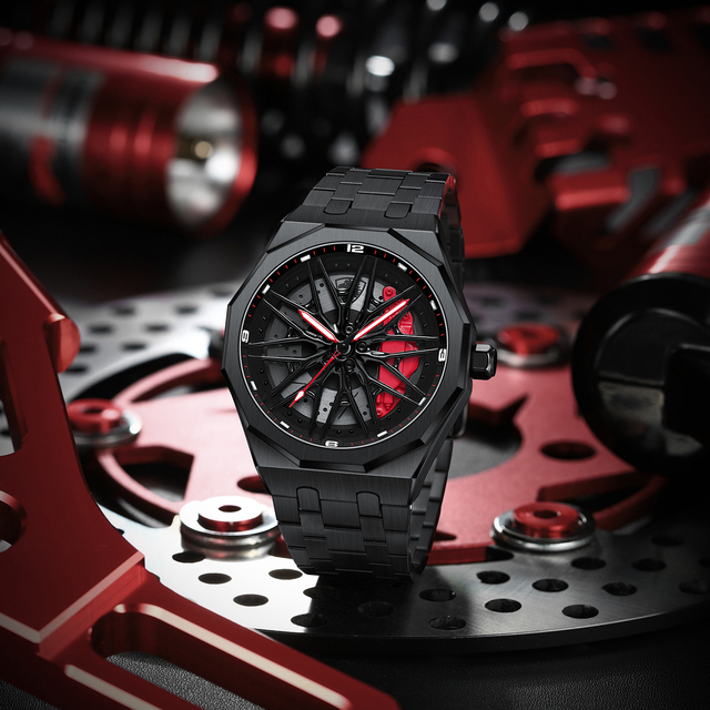Original 3D Wheel Watch Waterproof Spinning Luxury Quartz Wrist Men Watch Rim Wristwatch Rotate 360 Man's Watches for Porche
