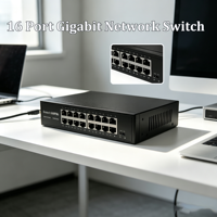 Commutateur réseau 10/100/1000 Mbps, 16 ports RJ45, commutateur Ethernet 12V 1A, Plug and Play, QoS pour caméra IP, NVR, SMB, bureau, AP-6016G