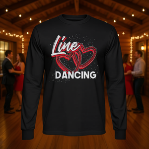 Camiseta de Manga Larga para Hombre con Diseño de Vaquero Bailarín para el Día de San Valentín, Camiseta Premium Promocional de Baile Country Western - Product Image 3