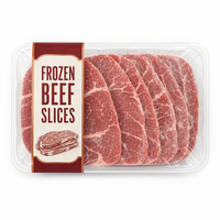Étiquettes d'emballage personnalisées pour tranches de bœuf congelées |   Autocollants imprimés en rouleau pour barquettes à viande |   Impression d'étiquettes alimentaires OEM