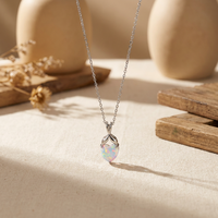 ZG – collier avec pendentif en opale en forme de cœur, en laiton plaqué couleur argent, bijoux romantiques et délicats pour femmes, cadeau