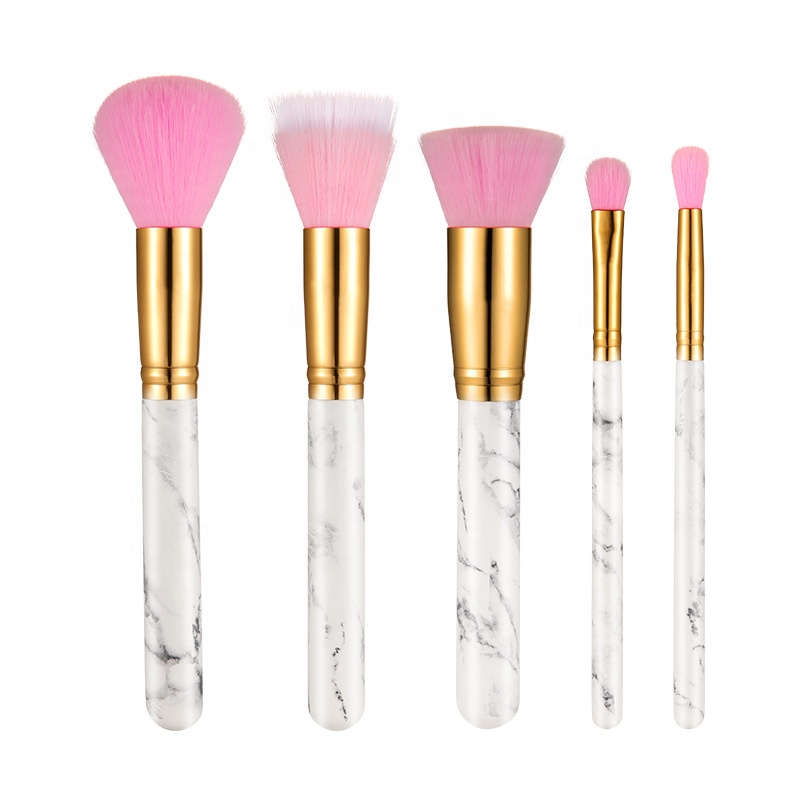 Delicate marble pattern 5pcs Christmas gift set cosmetic brushes set for Christmas