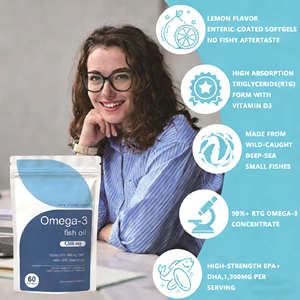 Cápsulas de Gel Suave de Aceite de Pescado Natural de Grado Alimenticio OEM, Suplementos de Omega-3 con EPA y DHA, 60 Cápsulas Veganas para Apoyar la Salud de las Articulaciones y el Corazón en Adultos - Product Image 4