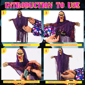 DAMAI Halloween Decoration with <b>Light</b> up Eyes <b>Motion</b> Activation Function Creepy Laughing Halloween Haunted House Prop Dcor - Product Image 3