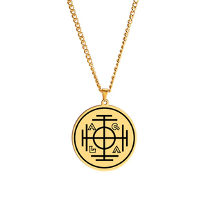 Stella soprannaturale HLSS672 pentagramma pentacolo Wicca pagana gioielli AGLA Kabbalah ruota della fortuna in acciaio inox ciondolo collana - Product Image 5