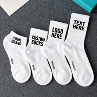Chaussettes personnalisées avec logo OEM, design et motifs sur mesure, chaussettes en coton pour hommes, tailles et couleurs personnalisées, chaussettes de sport décontractées blanches