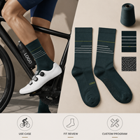 Chaussettes de sport ventilées Aero Crew Ride Fit avec logo micro-rayé, spécifications d'emballage et de tailles
