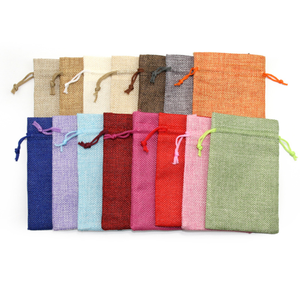 Sac à cordon en toile de jute et chanvre écologique avec logo personnalisé imprimé en gros - Product Image 6
