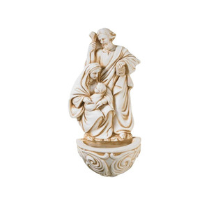 Colección Religiosa de Resina Color Marfil: Sagrada Familia, San José, María y el Niño Jesús, Fuente de Agua - Product Image 1