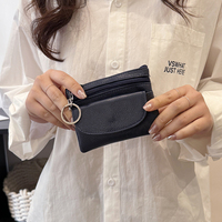 Dompet Koin Kulit Mini, Kantong Koin Kulit, Dompet Koin Kulit dengan Gantungan Kunci dan Resleting, Tas Penyimpanan Serbaguna