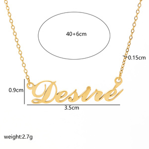 Collier personnalisé en acier inoxydable plaqué or 18 carats avec nom écrit sur mesure, pendentif avec inscription personnalisée, chaîne pour femme, bijoux personnalisés avec texte, cadeau - Product Image 2