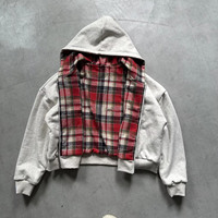 Nouvelle collection Automne Hiver 2026, style transfrontalier Europe-Amérique, décontracté ample pour la mode, à capuche zippé, patchwork à carreaux réversible