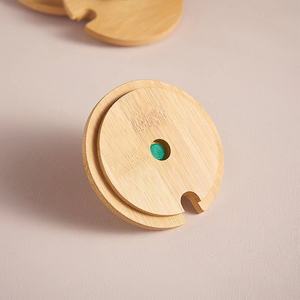Tapa Universal Grande para Tarro Mason con Tapa de Bambú, Cubierta Antipolvo de Vidrio y Cerámica, Tapa Redonda de Madera con Imagen Adorable - Product Image 5