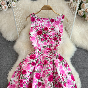 2024 Stock donna produttori di <span class=keywords><strong>vestiti</strong></span> all'ingrosso Vintage elegante signora floreale americana abiti Casual <span class=keywords><strong>lunghi</strong></span> <span class=keywords><strong>da</strong></span> <span class=keywords><strong>sera</strong></span> - Product Image 2