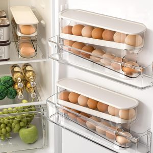 Double Layer Rolling <b>Egg</b> Dispenser and <b>Storage</b> Organizer Container Refrigerator <b>Egg</b> <b>Storage</b> Box - Product Image 3