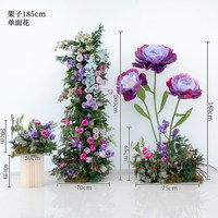 Arche de fleurs artificielles en soie personnalisable, pivoines et roses violettes et magenta, verdure durable, faite à la main, pour décoration de mariage et de fête