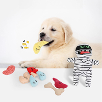 Jouet pour chien en peluche durable, anti-morsure, auto-activant, mignon, dessin animé, soulagement de l'ennui, avec sifflet et cachettes pour friandises