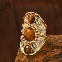 Offre Spéciale personnalisé 18K plaqué or diamant américain et pierres précieuses naturelles Italia bagues de bijoux de mode avec incrustation de cuivre pour cadeau