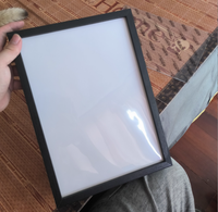 Bingkai Foto Kotak Bayangan 3D LED Hitam Ukuran A4 Gaya Persegi Panjang Kreatif dengan Lampu LED