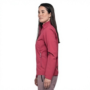 Women's Eco-Friendly Waterproof Softshell Jacket Solid Pattern Front Logo Lightweight Windproof Full Zip Outdoor Running <b>Stand</b> - Product Image 6