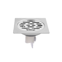 Desagüe de Piso Cuadrado Minimalista Moderno de Acero Inoxidable 304 Engrosado, Doble Uso para Lavadora e Inodoro, 10*10, Anti-insectos