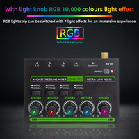 Amplificateur de microphone 4 canaux BHA MIX400-PRO, mixeur stéréo 6.35 avec RGB pour studio d'enregistrement, prix de gros d'usine, OEM CE FCC