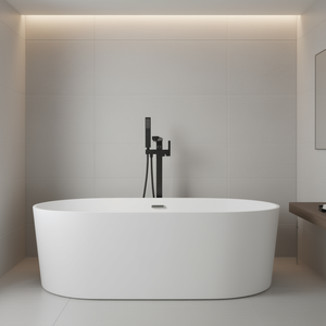 Grifo de Bañera Independiente de Alto Flujo Db, Negro Mate, Montaje en Suelo, 37.6 Pulgadas, con Ducha de Mano de Chorro Suave, para Apartamentos - Product Image 2