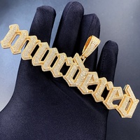 Pendentif en diamant Hip Hop en gros, plaque de nom en moissanite, bijoux en argent 925, pendentif personnalisé glacé pour rappeur, lettre baguette avec zircon
