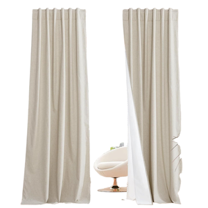 Cortinas Opacas Modernas de Lino Natural (30%) y Poliéster (70%) con Ojales, Gruesas, para Todas las Estaciones, 2 Paneles, para Ventanas del Hogar y Sala de Estar - Product Image 1