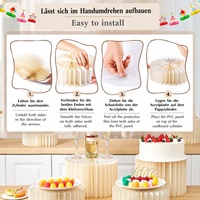 Cosmo Celebrations – Ensemble de présentoirs pliables à 4 niveaux réglables en hauteur, panneaux en PVC légers et robustes, pour buffet et desserts