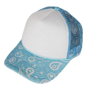 Hn0001 Blanco Mooi Team Sport Honkbal Mesh 5 Panel Effen Hoed Geventileerde Koepel Cashew Bloemen Trucker Hoeden Pet - Product Image 1