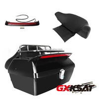 Top Case Moto en Cuir pour Touring, Coffre Arrière, Porte-Bagages, Boîte de Rangement avec Verrouillage Supérieur