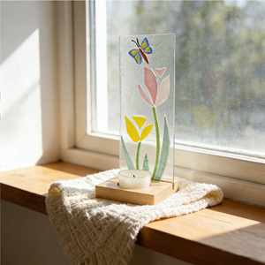 Ornement artistique en verre soufflé floral romantique, porte-bougie, artisanat, décoration de table, balcon, salon, maison - Product Image 5